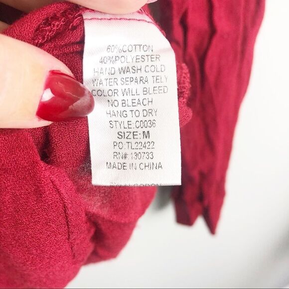 UMGEE | Choker Style Deep V Top Red Women’s Size Medium - Picture 7 of 9